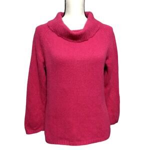 Rafaella Women's Angora Rabbit Lamb Wool Sweater Cowl Neck Size Medium Pink